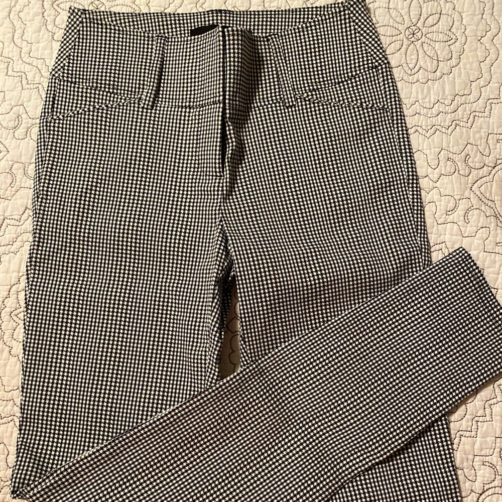 Before You stretch dress pant, tiny black and white check pattern, size S